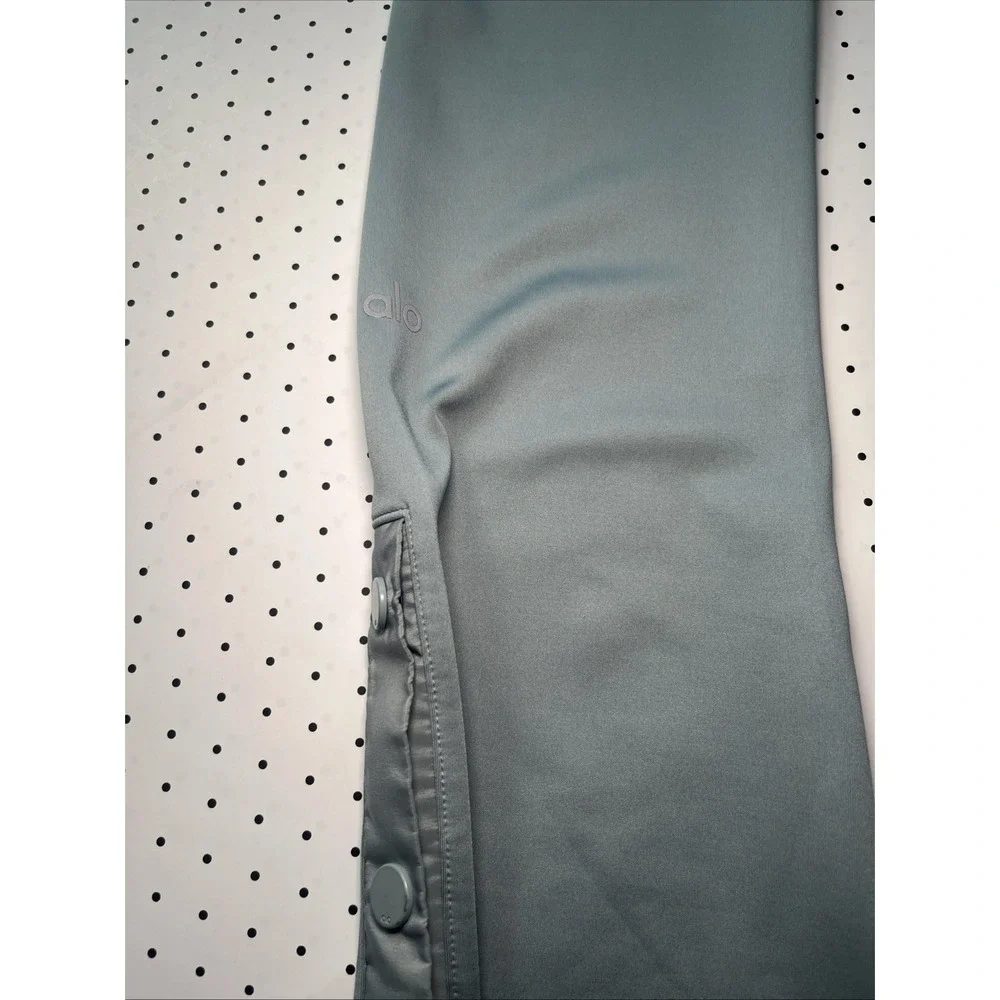 Alo High Waist Flare Leggings XXS Sage Gray Snap Hem Yoga Pants Women's